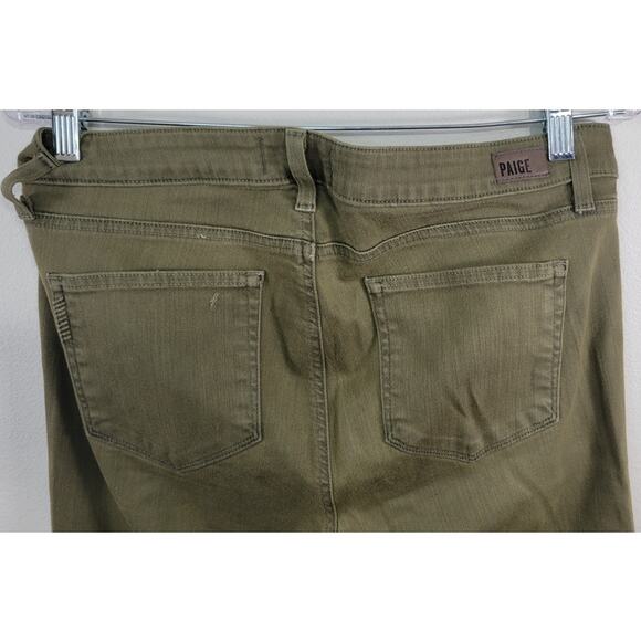 Paige Jeans Womens Size 32 Olive Green Jeans Zipper Accents Punk Grunge Skater - Picture 3 of 8